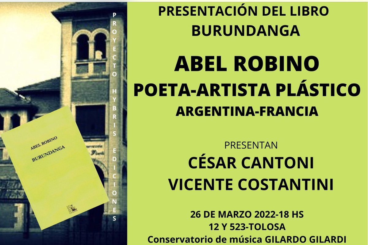 EdiEndymion's tweet photo. Mañana, nuestro querido amigo Abel Robino presentará la última edición de 'Burundanga' en el Conservatorio Gilardo Gilardi de La Plata (Argentina).

Y estará, además, excelentemente rodeado de César Cantoni y Vicente Costantini.

#EdicionesEndymion #Burundanga #AbelRobino https://t.co/TBUXzR77EJ