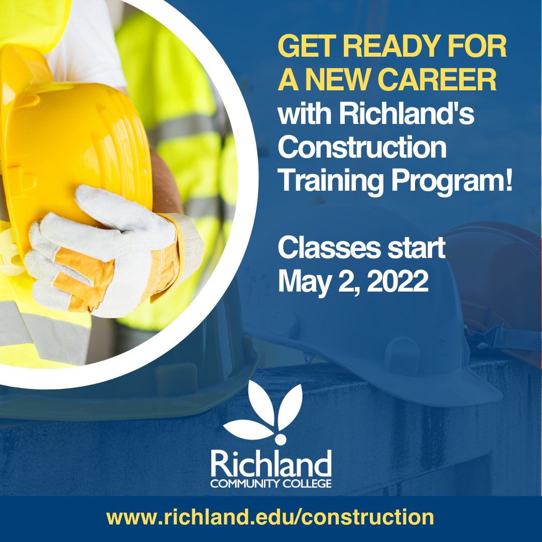 Richland's Construction Training Program provides you with the skills you need to find an entry-level construction job that will lead to a rewarding and fulfilling career. Visit richland.edu/construction to register today.
