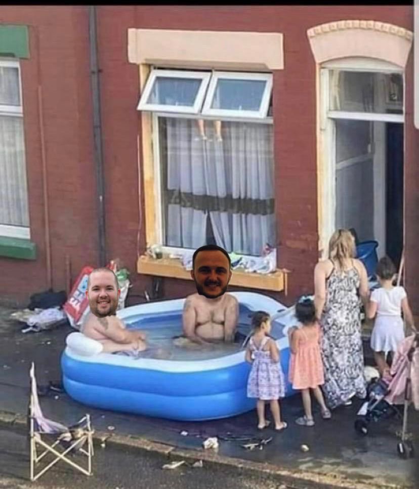 Curt1588's tweet image. Been an absolute scorcher today in Bolton, can’t blame some of the residents for making the most of it!