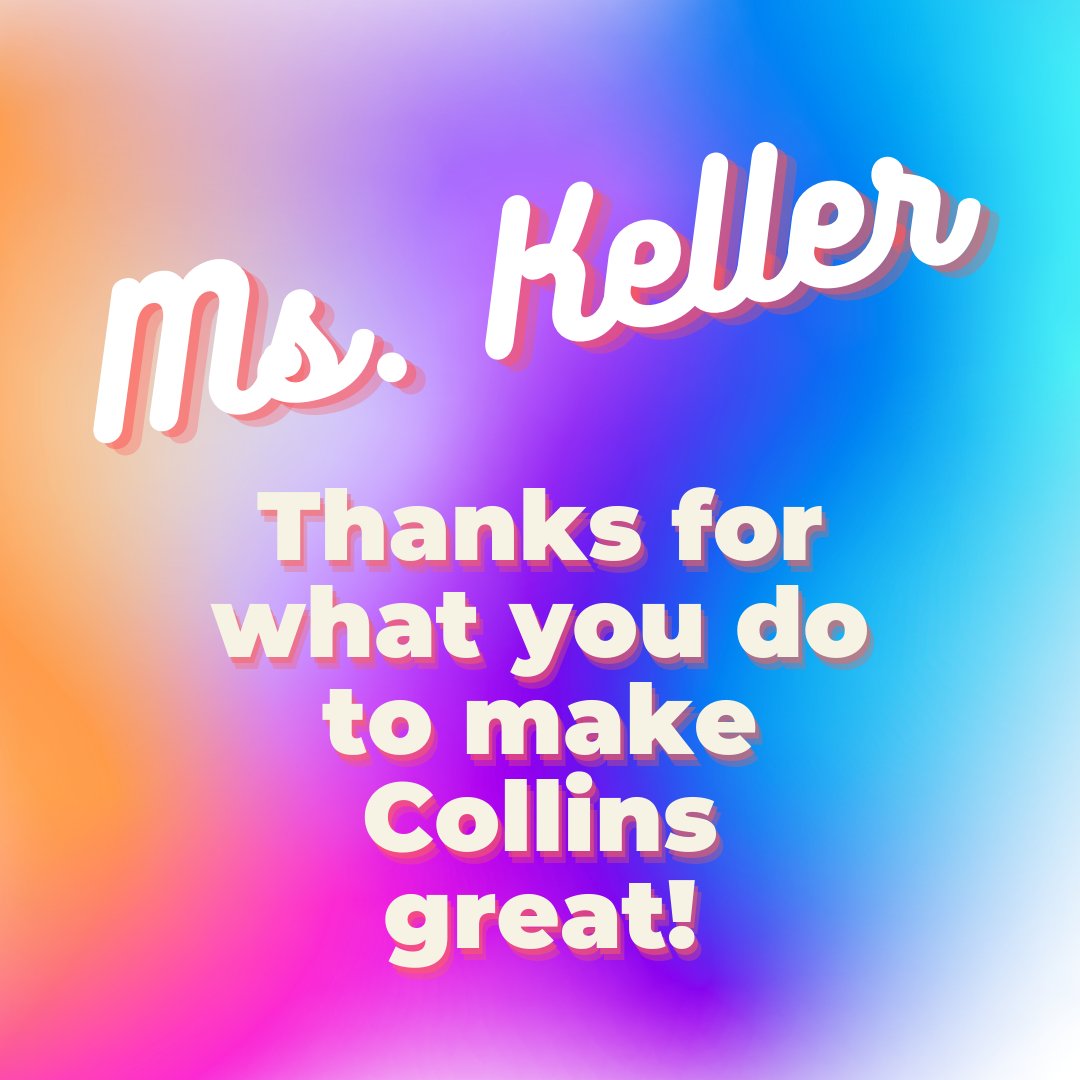 ComplimentsFCHS's tweet photo. Ms. Keller makes learning about US History fun, and she is always such a supportive colleague. #wearecollins #Lambkins #fchs https://t.co/2UzzL9P9BB