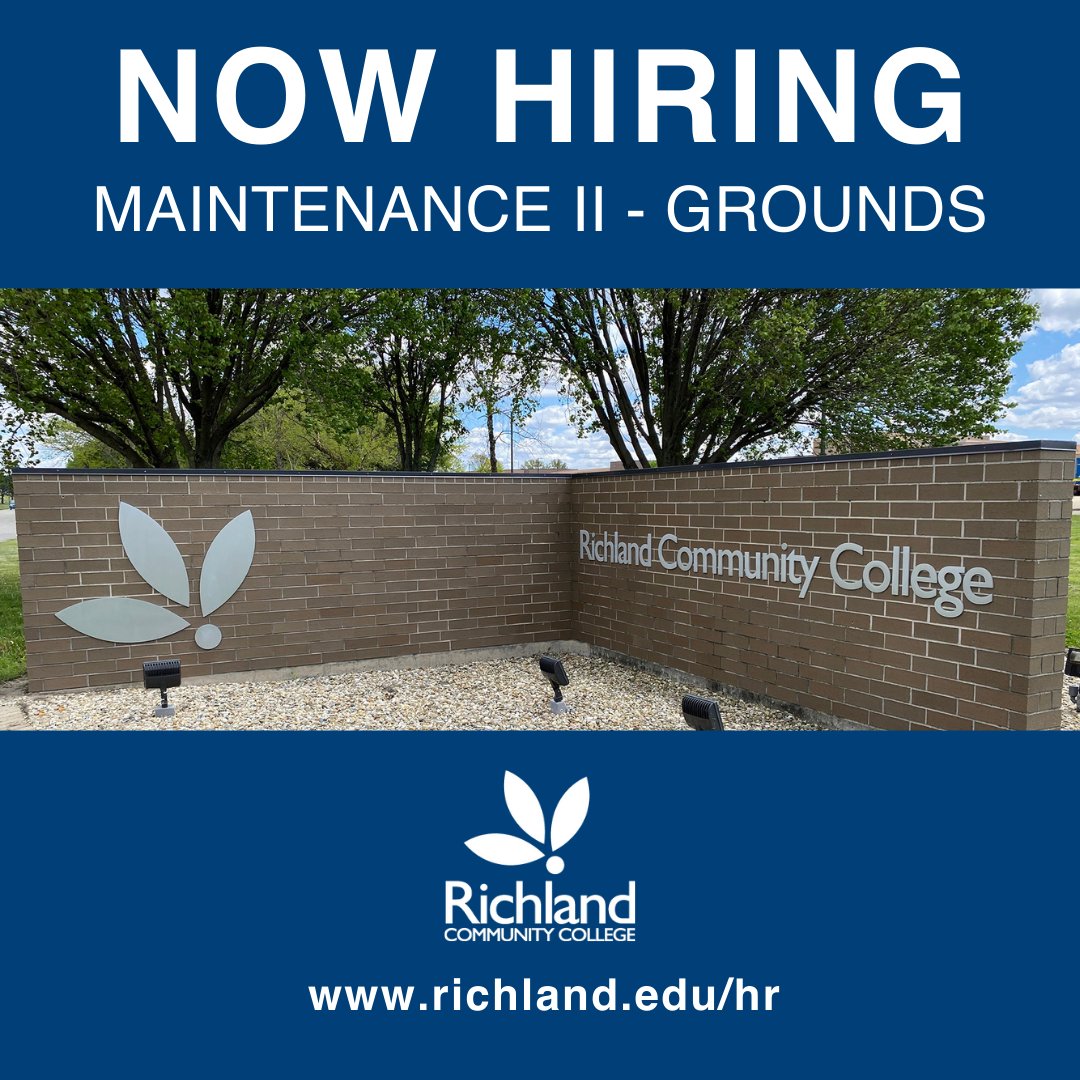 We are currently seeking applicants for Maintenance II – Grounds position. For more information about the position please visit richland.edu/hr.