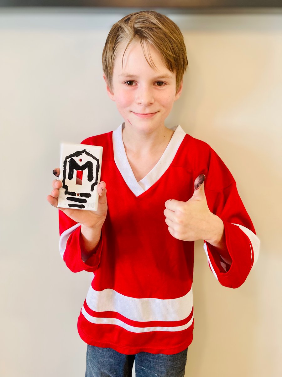 LarissaGoertzen's tweet photo. @MarkRober Noah was bored. He wanted to make something cool. He made a light switch plate for his room in your honour. #kidsart #engineerofthefuture #markroberfan https://t.co/PjuoXLC2rw