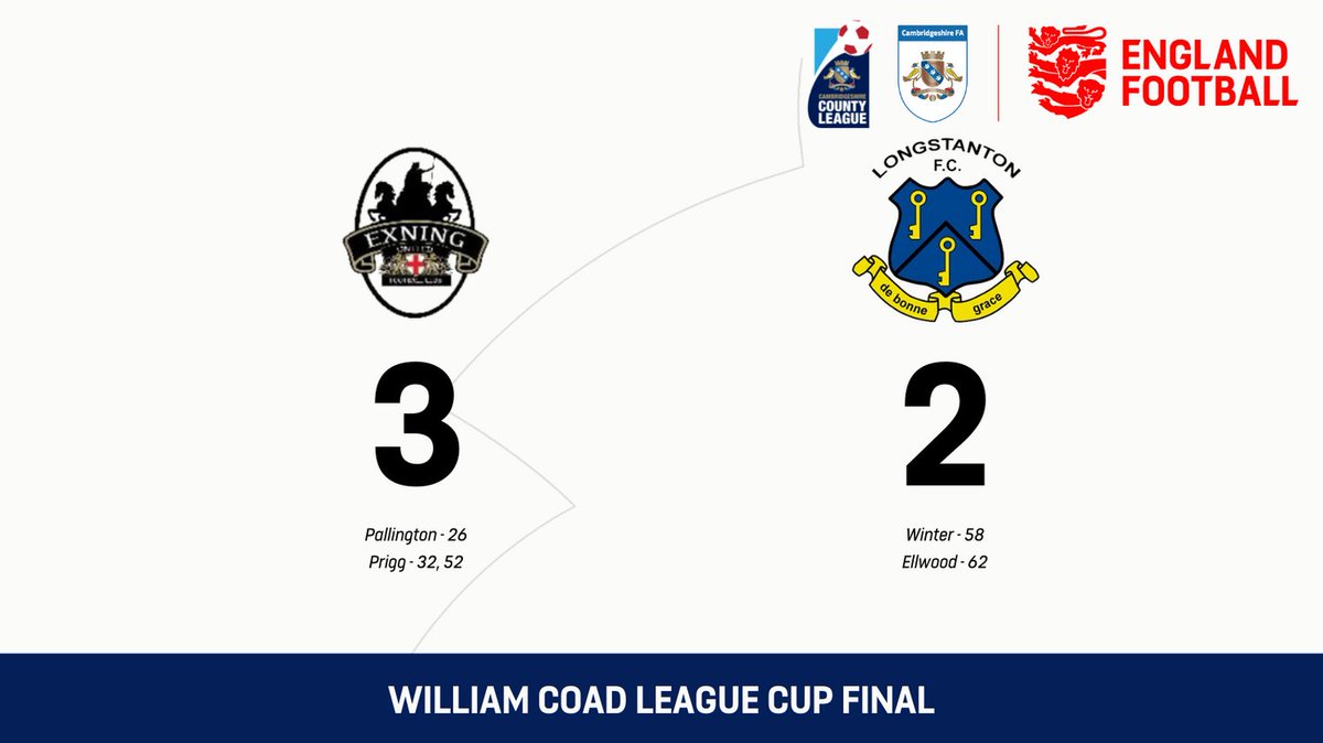 It's Full-Time. After a battling second half performance from @Longstanton_fc, it's @exningunitedfc that come away with the William Coad League Cup Trophy!!