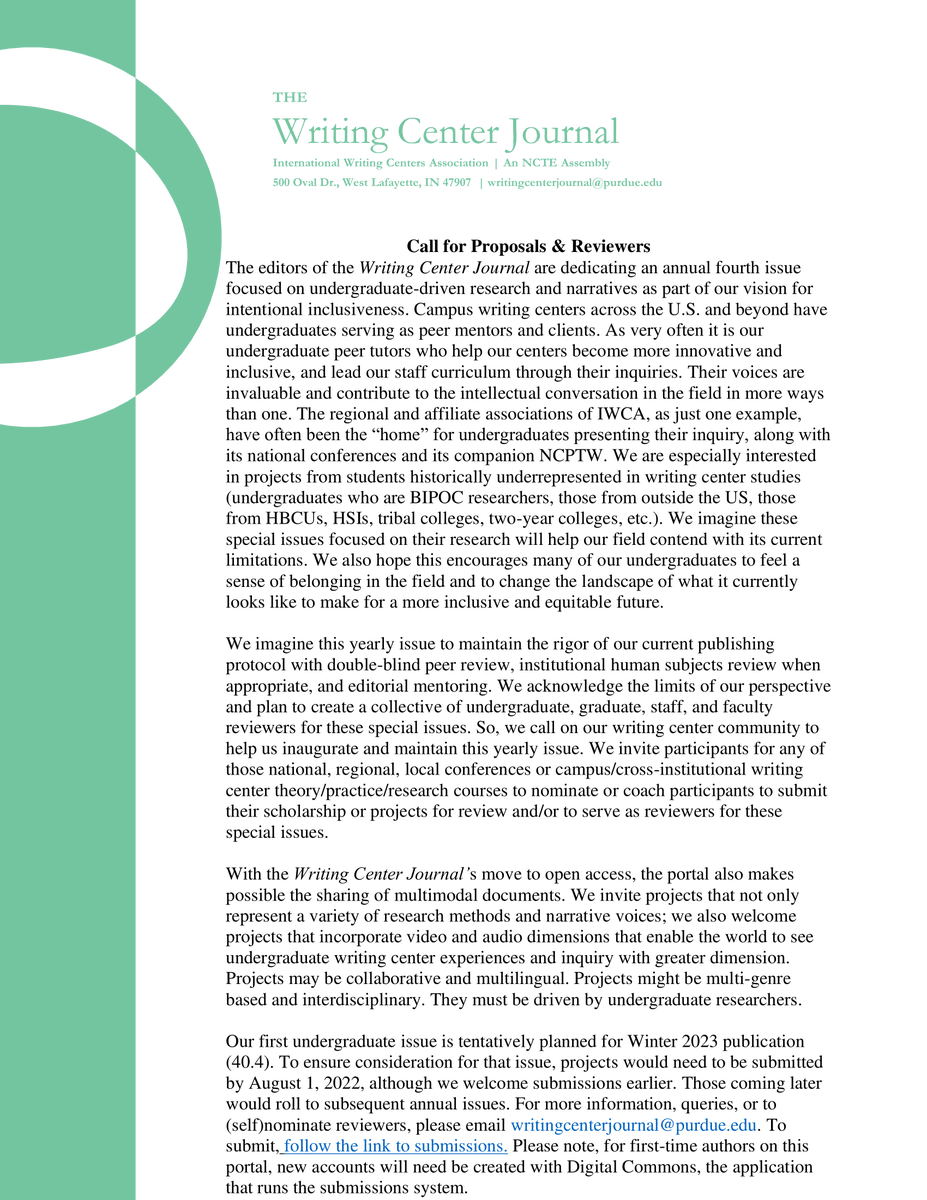 We're excited to share our #CFP for undergraduate-driven research! Undergrads, please see the attached document for more information, and let us know if you have any questions. We hope to hear from you soon. Submission link: rb.gy/xcrnwt