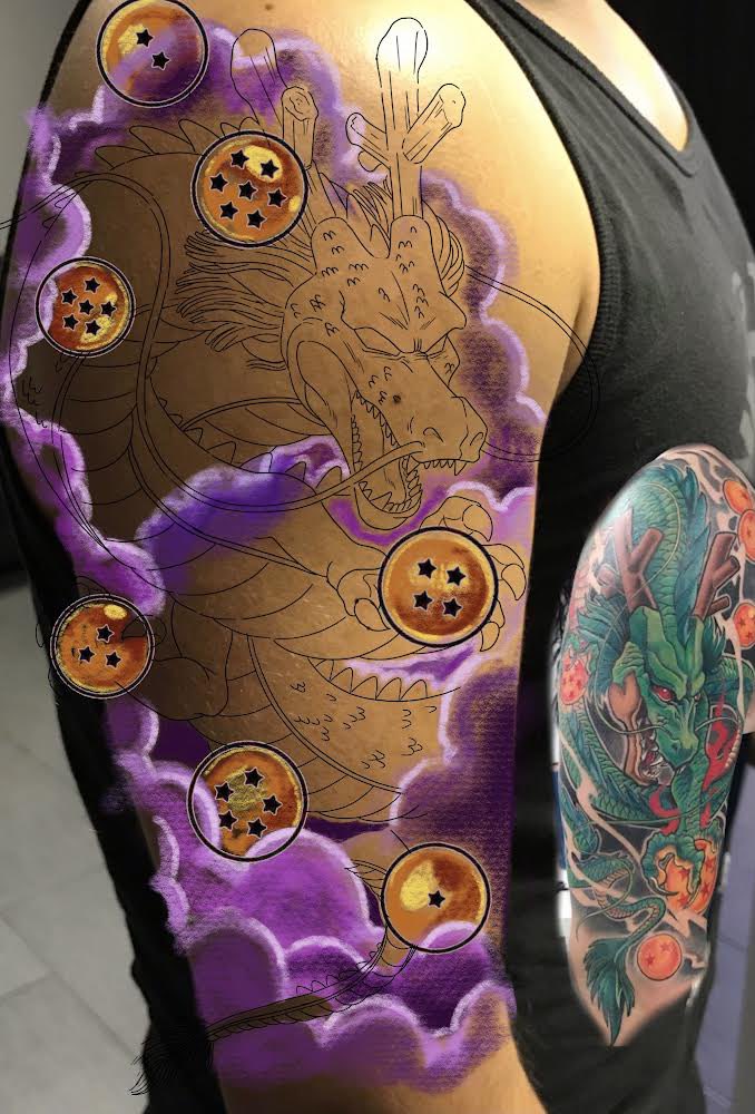 Dragon Ball Shenron tattoo done by Sofie at IronInk Vejle Denmark  r tattoos
