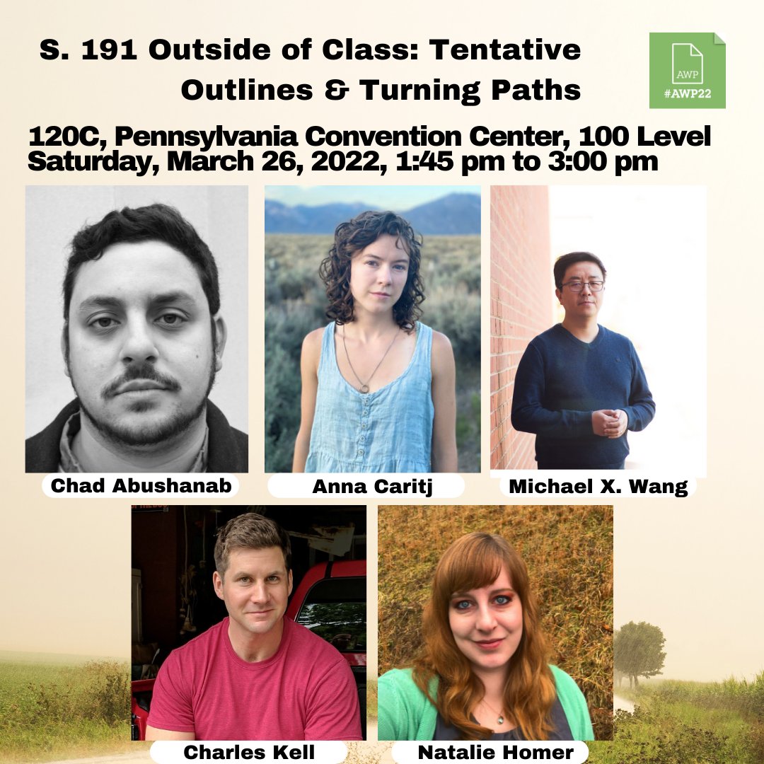 Join AHP authors <a href="/chad_abushanab/">Just Regular Chad Abushanab™</a>, <a href="/MichaelXWang3/">オホ声bot</a>, <a href="/charles_kell/">Charles Kell</a>) Natalie Homer, and Riverhead  (<a href="/riverheadbooks/">Riverhead Books</a>) author Anna Caritj discussing formation, publication, and life after publication of their first books. This is a multi-genre panel! #awp2022 

ow.ly/RzLV50Ipzr9