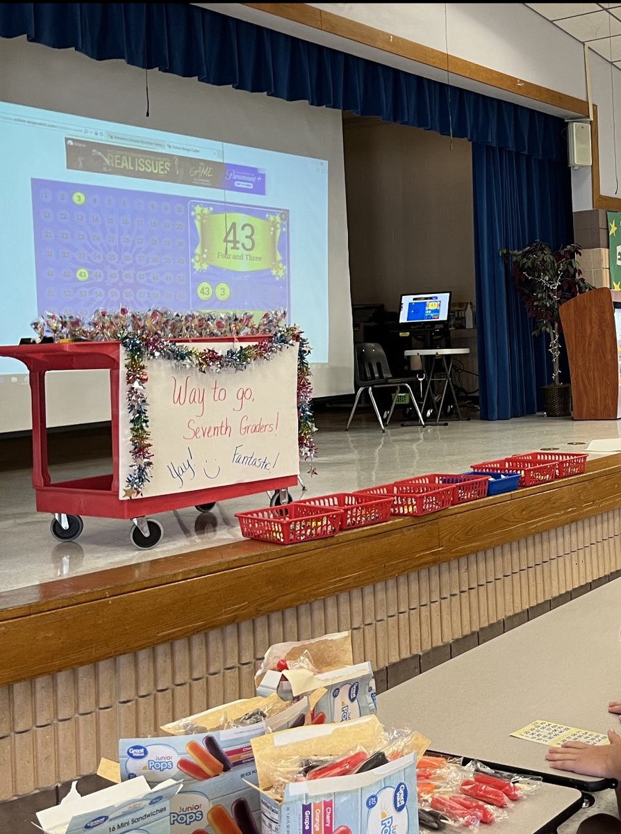 winstonchowder's tweet photo. Quarter 3 Reward Activity! BINGO fun! Way to go 7th Graders! We are proud of you! Love working with people who help events to be successful!⁦@oms_bulldogs⁩ https://t.co/V0mpagKLIC