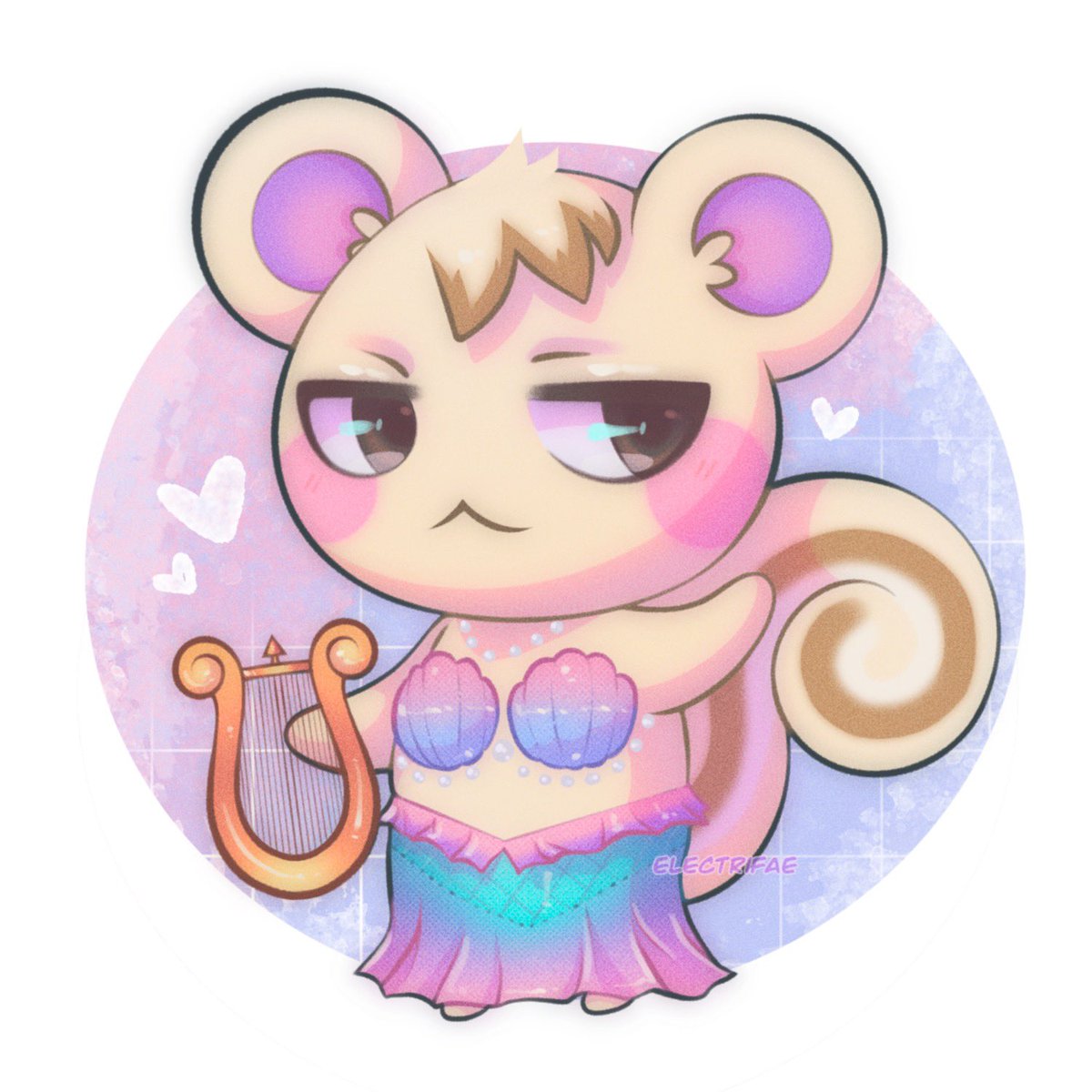 Electrifae's tweet photo. A little mermaid Marshall from #animalcrossing for my fiancé 💕 #acnh coms are $30 and u can get any animal character or pet In this style 😌 https://t.co/KSNIwIBIWW