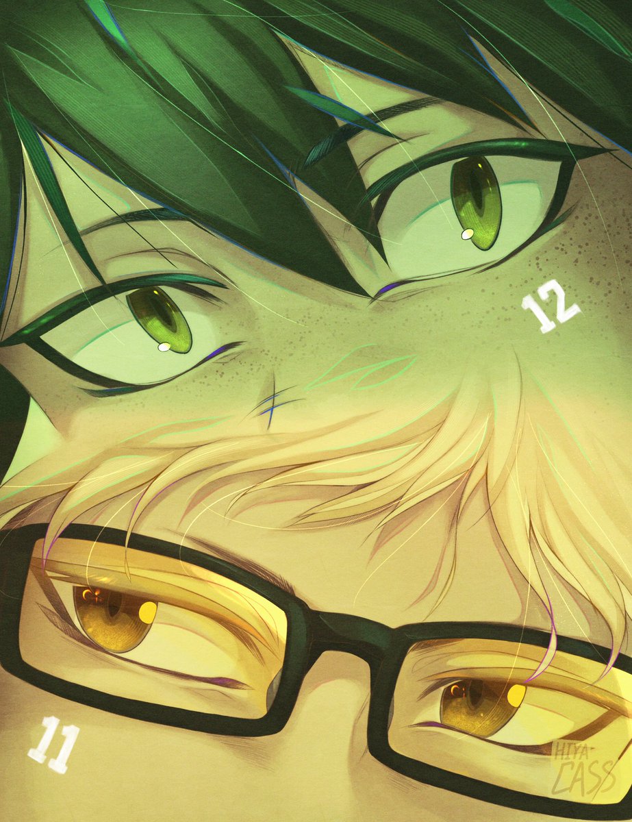 midoriya izuku multiple boys 2boys male focus glasses freckles green eyes close-up  illustration images