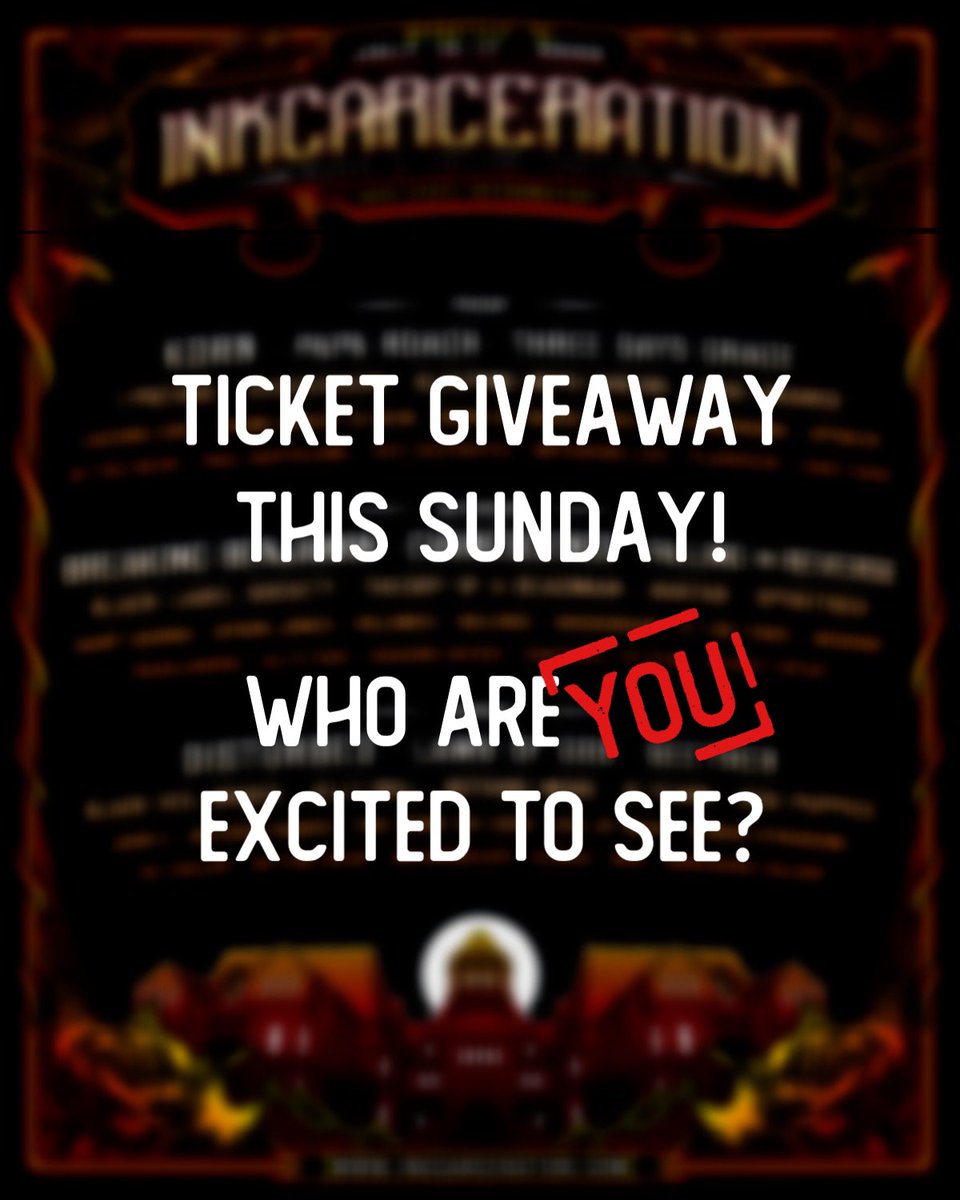 Our INKcarceration ticket giveaway is coming up this Sunday from 4 - 5, tune in for a chance to win!