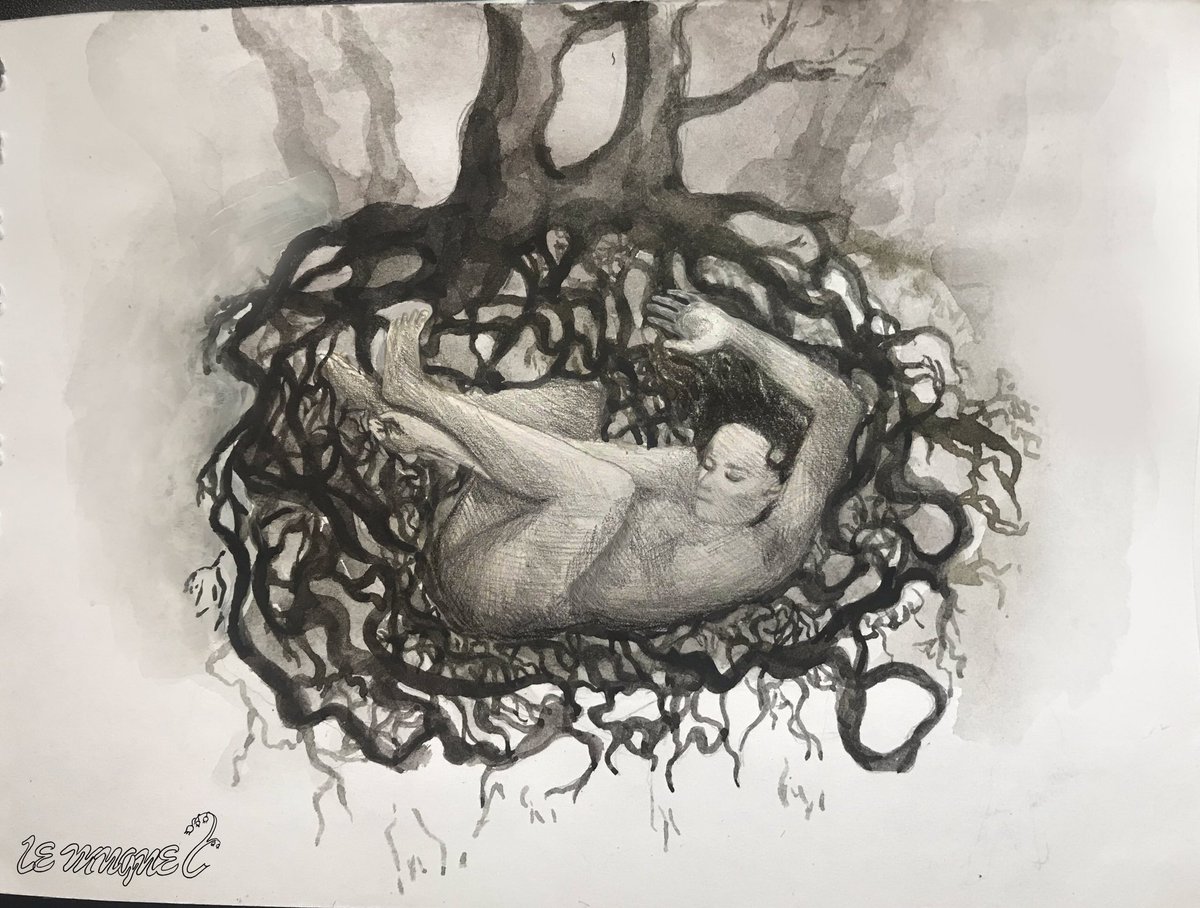And I in terror, but not in doubt of what I must do in anguish, in haste, wrenched from the earth root after root, the soil heaving and cracking, In the forest they too had heard, and were pulling their roots in pain out of a thousand year's layers of dead leaves.