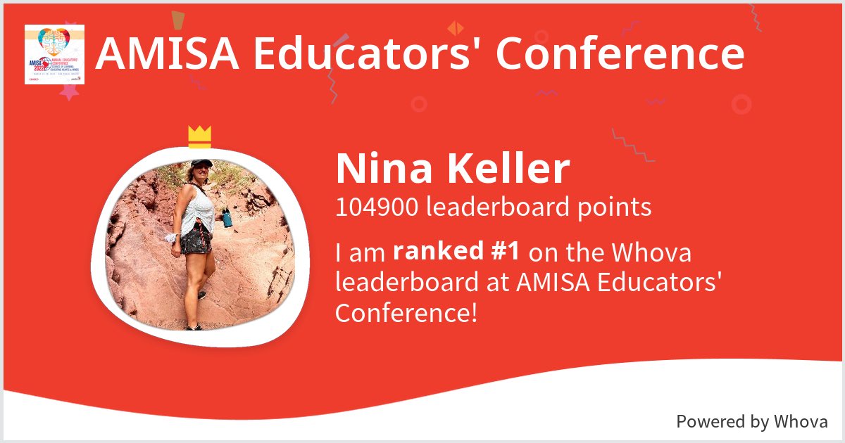 I ranked #1 on the Whova leaderboard at AMISA Educators' Conference! #AMISAEdCon - via #Whova event app