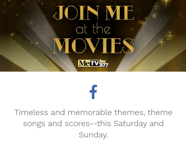 VenusInMomJeans's tweet photo. What's happening Saturday & Sunday on 87.7FM @MeTVFM? #JoinMeAtTheMovies #TimelessAndMemorable #Themes, #ThemeSongs and #Scores
- on the #radio in Chicago at 87.7FM;
- and streaming online through Audacy at https://t.co/fBT7nll9Ay;
- or ask your smart device to "Play Me TV FM" https://t.co/qPwk01qGTX