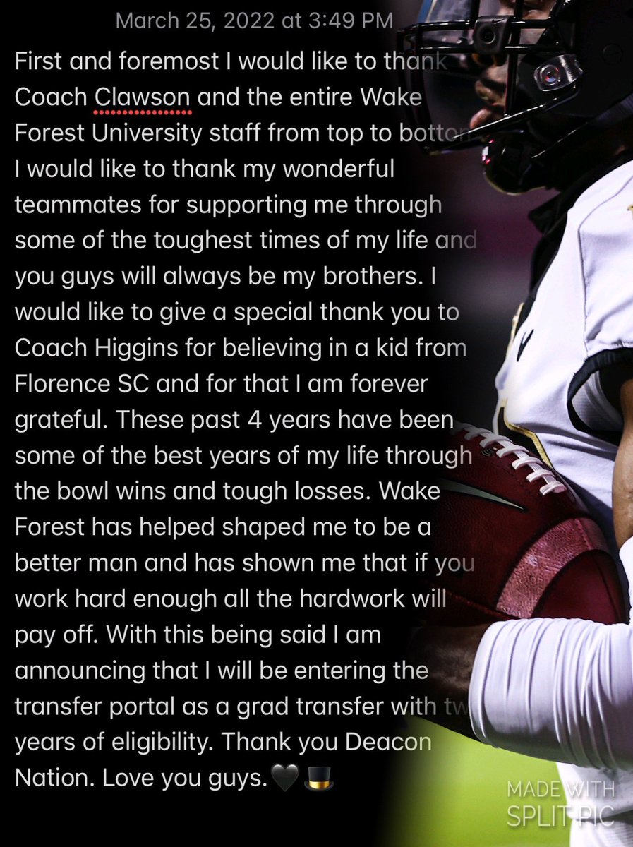 I will forever bleed black and gold. Thank you Wake Forest!🎩🖤