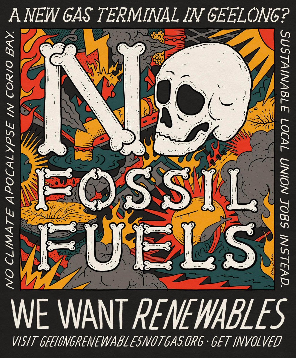 FoEAustralia's tweet photo. Friends of the Earth stand in solidarity with the community opposing the controversial Viva gas-import terminal proposed for Corio Bay. Will you?...
RALLY, SAT 2 APR ➡️ https://t.co/IeINhmJ9go #ClimateImpactsVic #GasFreeVic #SpringSt
🎨 - @wallmansam https://t.co/zIe0Ha33rr