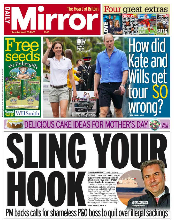 BBC News (UK) on Twitter "Saturday's Mirror “Sling your hook” 