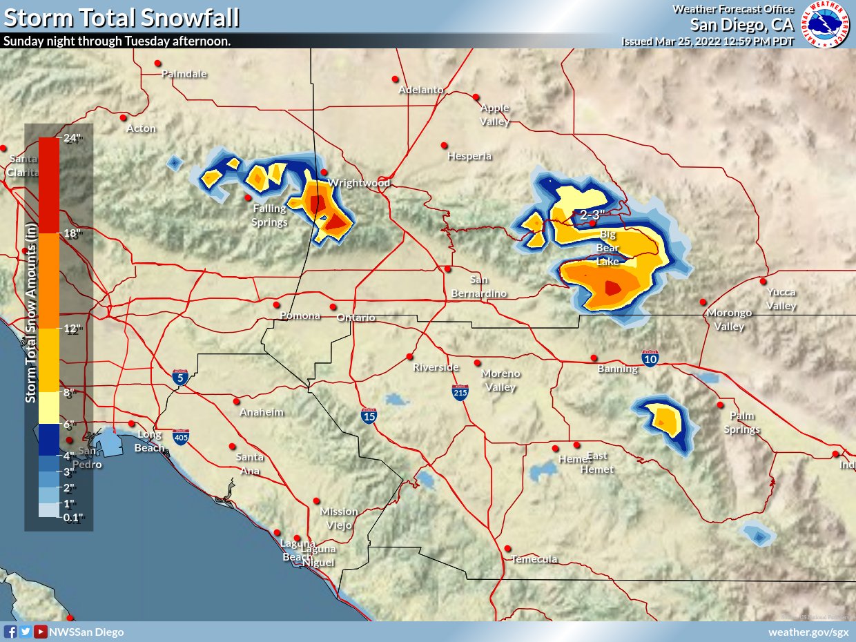 NWS San Diego on Twitter "For those curious, here is the snowfall