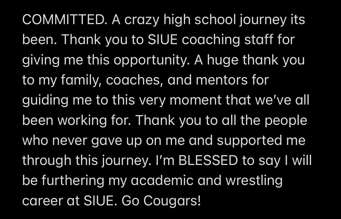 Next Chapter. Thankful for this opportunity given to me. <a href="/WVHSwrestle/">Warrior Wrestling</a> <a href="/SIUEWrestling/">SIUE Wrestling</a>