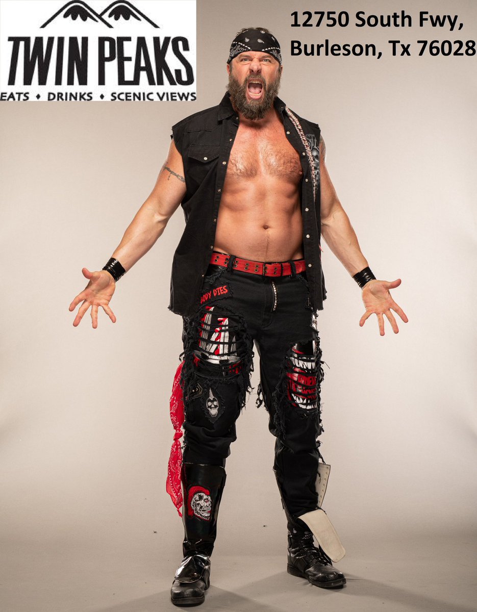 LanceHoyt's tweet photo. Making a different kinda appearance Next Friday in Burleson TX #TwinPeaks Come Meet and Greet! Me 2-5pm #aew #lancearcher #murderhawkmonster https://t.co/RmSLUJqHb9