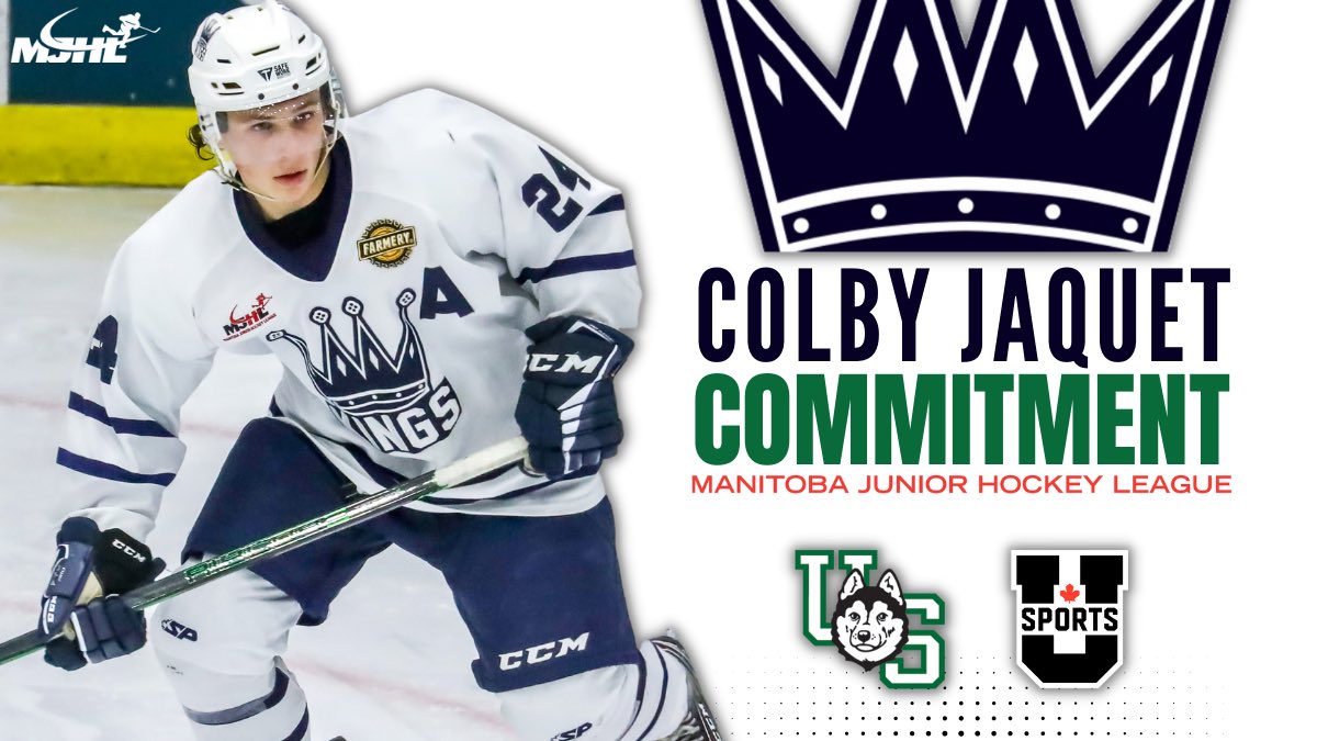#PlayerAdvancement | Congratulations to <a href="/dauphinkings/">Dauphin Kings</a> D Colby Jaquet (01) who has committed to play <a href="/USPORTS_Hockey/">U SPORTS Hockey</a> at The University of Saskatchewan @HuskiesMHKY 

#MJHLHockey #PlayHereGoAnywhere