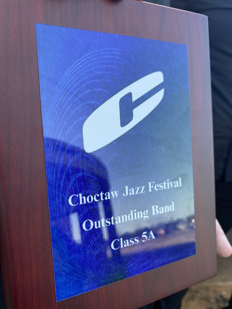 cahs_band's tweet photo. The Carl Albert Jazz I takes home Outstanding Band in Class 5A at the Choctaw HS Jazz Festival! #MDPurpose @CAHSTitans @middelnews @MidDelFineArts https://t.co/HpxP5rFeUY