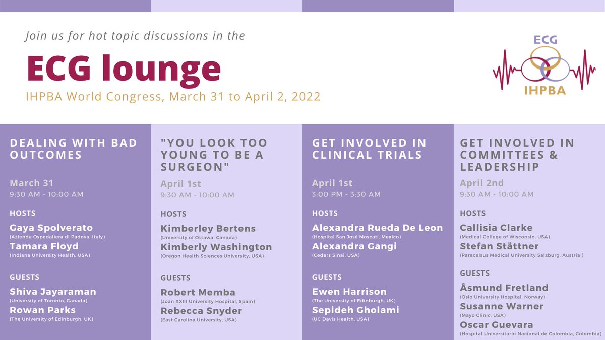HalletJulie's tweet photo. Preparing for #IHPBA22?
Plan to drop by the early career group lounge #ECGIHPBA in exhibit hall - a space to exchange w colleagues at all stages of their careers

Check out the open discussions about 🔥 topics for HPB practice w hosts &amp; guests from around 🌏
Bookmark 📆👇🏻

@IHPBA https://t.co/E6wn9TKLCM