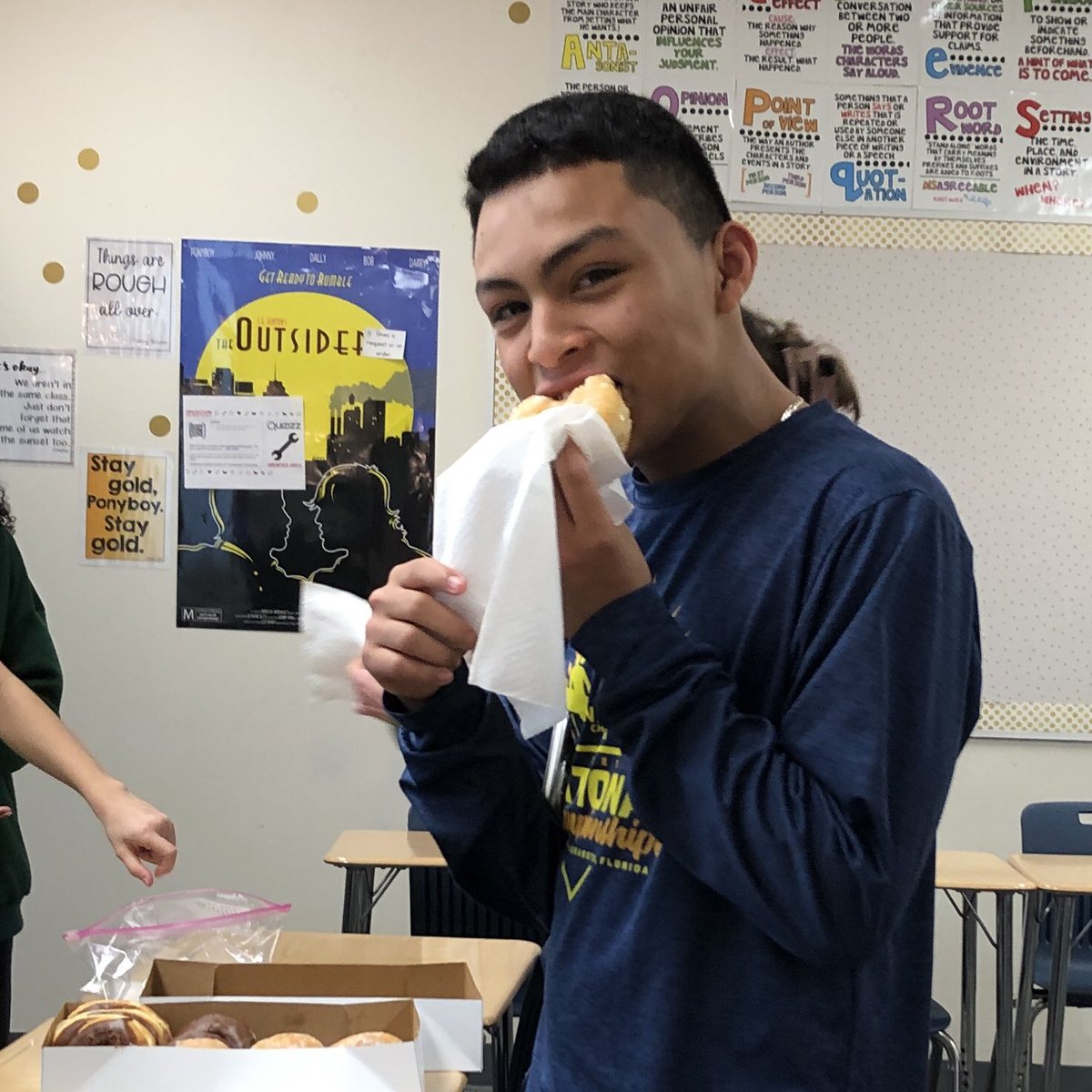 OtPublications's tweet photo. The sweet taste of success as the Reflections staff finish the 45th OT yearbook! It was our 3rd and Final Deadline Donut Day of the year! #proudsponsor #yerds #onepieceatatime #bittersweet @OTMSTigerPride https://t.co/JSykt1qkh7