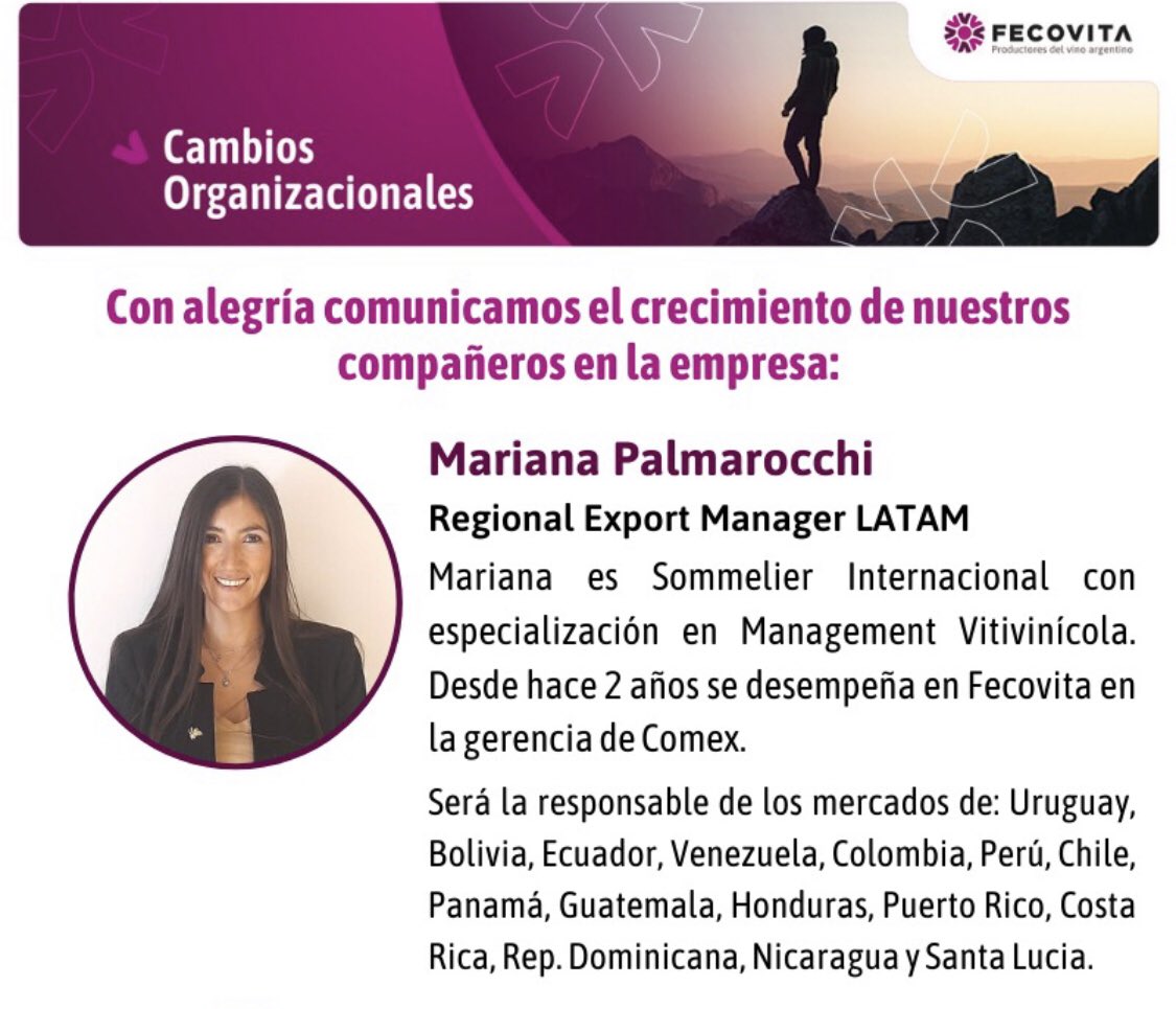 Cada día que pasa confirmo mi vocación por el Vino y las Ventas, realmente me siento afortunada de trabajar en la industria que más quiero y respeto.
Agradezco a Fecovita por la oportunidad y a todas las personas que me acompañaron en este proceso.
Hoy me toca celebrar! Salud! 🍷