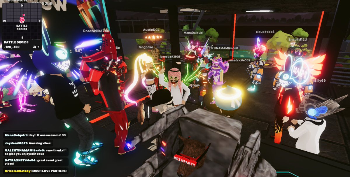 BattleDroidsNFT's tweet photo. Hey Droids! 🤖 There was a technical issue causing the gas fees to be excessive. 

We are looking into it to be resolved soon. Launch date TBA. Thanks for the support! BTW #decentraland party was a blast!

#BattleDroidsNFT https://t.co/F2wBvI3q3m