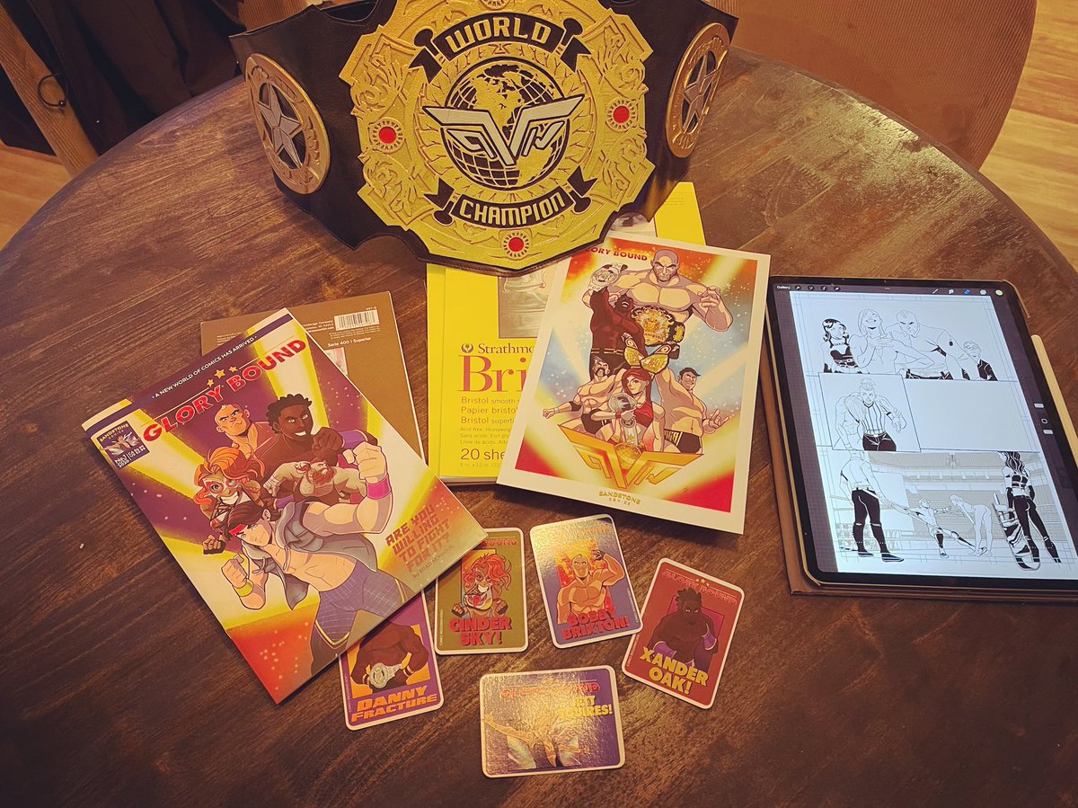 BrightlancerArt's tweet photo. Ready for @islandexpo tomorrow, geared up with #glorybound issues 1&2, prints, trading cards; and lots of paper for #sketches
Drop by the @sandstone_comics table say hi, and feast your eyes on the amazing work of @SGCarruthers #RobertDoan & #DaveStewart. And me too🤪. 🤘🔥✏️ https://t.co/a2lpjFx455