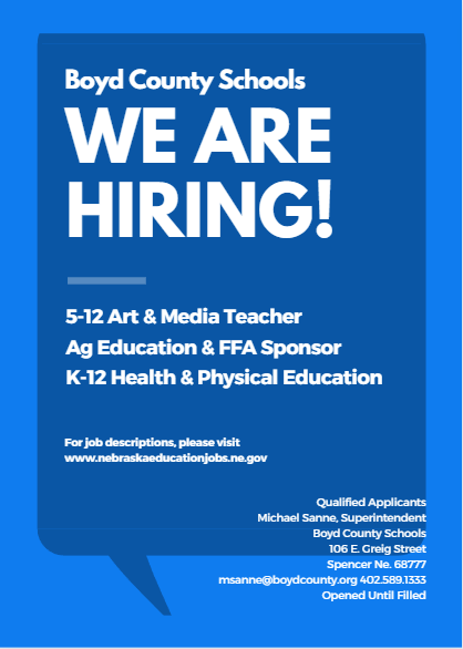 Come join our team of dedicated educators and outstanding students! <a href="/BoydSpartans/">Boyd County Spartans</a> #WeAreSpartans