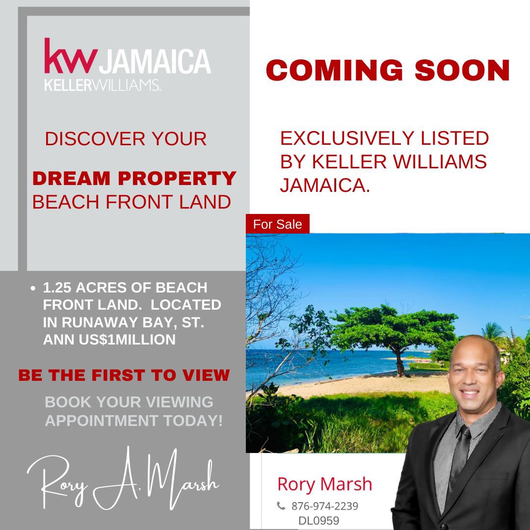 roryamarsh's tweet photo. Great time to invest in Jamaica’s north coast. Send a message to info@kellerwilliamsjamaica.Com or call for more details. https://t.co/p5H3J1Ozpm