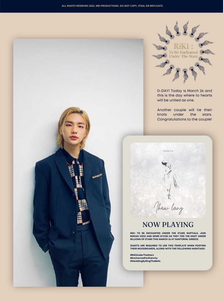 ⎙ userghoster posted an update.

                     — O32622
              ≡ Le  Ciel  Santorini 
    
      ❝ikakasal na mga brobros ko❞

             #RikiUnderTheStars 
             #EnchantedForEternity
             #WeddingByRingTheBells