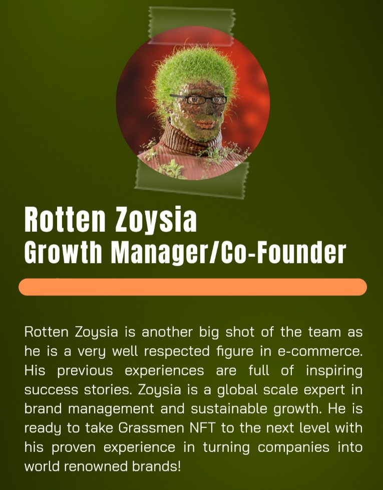 GrassmenNFT's tweet image. Meet the Core Grassmen Team 🌱👇

@NHighroller @RivStacey
#NFTCommunity #NFTGiveaway #nftcollector #NFTs #NFT