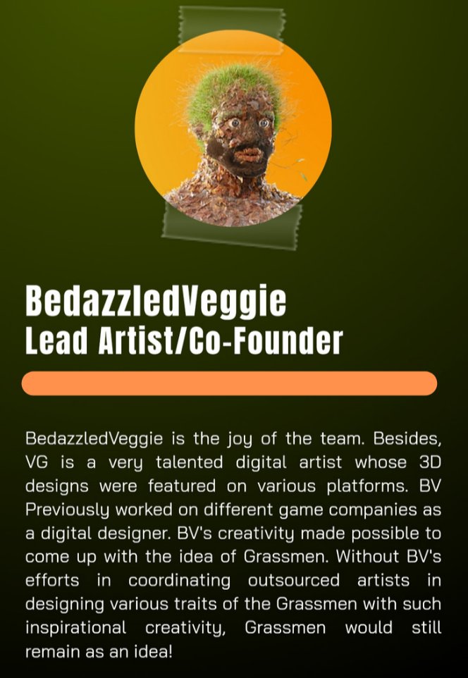 GrassmenNFT's tweet image. Meet the Core Grassmen Team 🌱👇

@NHighroller @RivStacey
#NFTCommunity #NFTGiveaway #nftcollector #NFTs #NFT