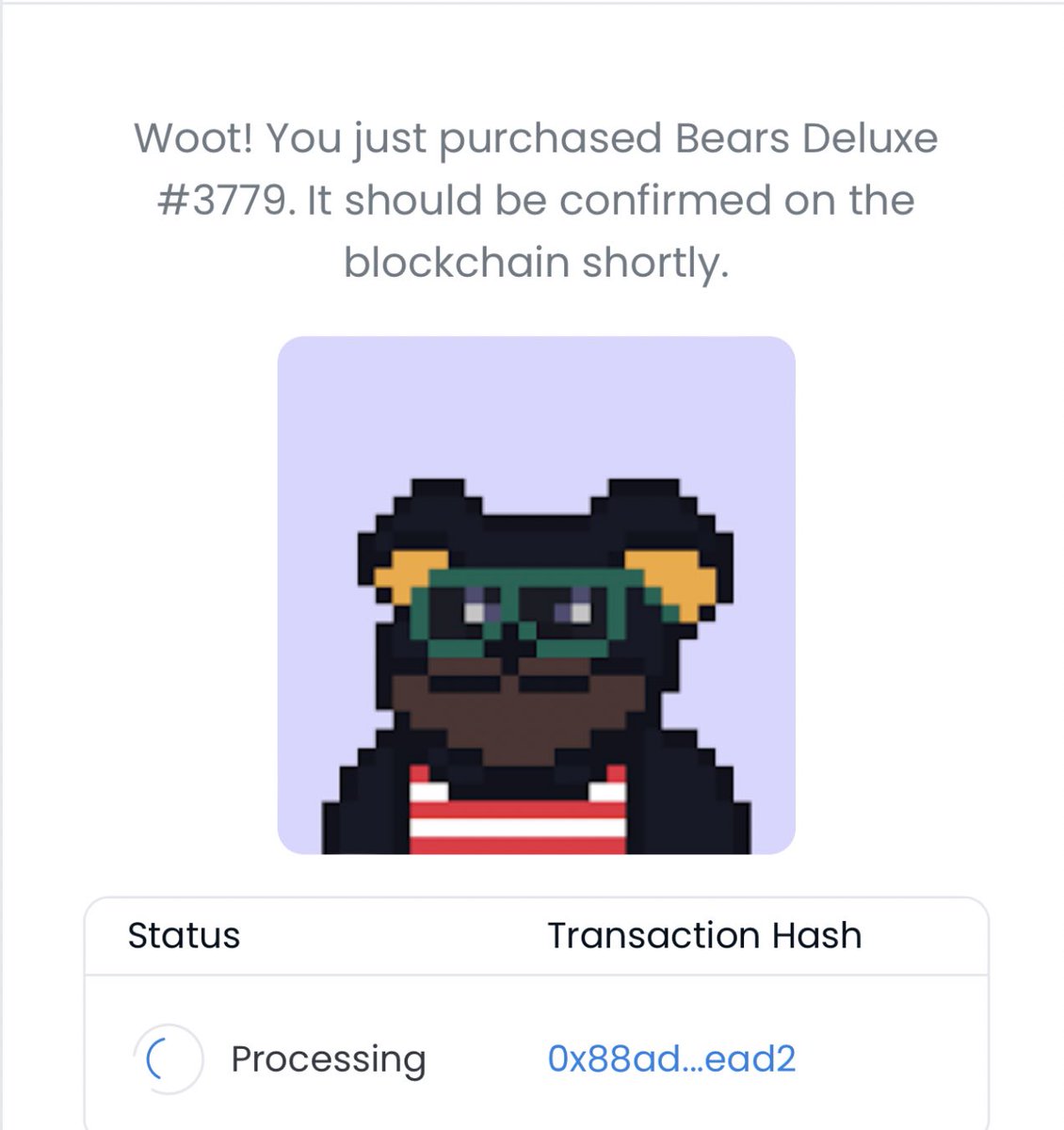 medicine_bae's tweet photo. Soooooooo this π @bees_deluxe just did a thing. Guess whoβs coming to the Alpha Den β¦.. Whoot Whoot β¦ I got my bear yβall. @bears_deluxe WAGMIπππππππππ #bearsdeluxe #Bullish #NFTCommunity #NFTs #nft #Crypto #womeninnft #happy #alphaden #beesdeluxe #Deluxe #GirlBoss https://t.co/2L86yJ11yU