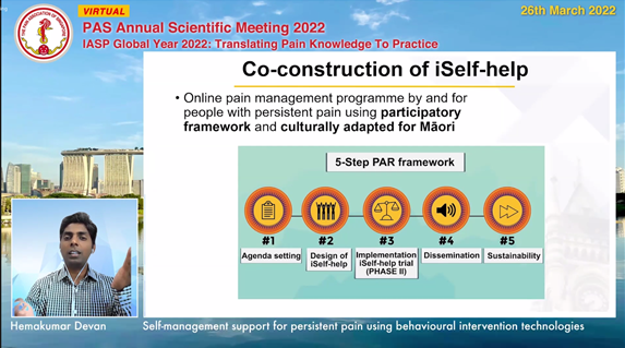 Lester_E_Jones's tweet photo. Telemedicine Track: Dr Hemakumar Devan @HemDevan
'Self management support using Behavioural Intervention Technologies'
Nice rationale and description of process for the co-construction of iSelf-help - an online pain management programme @PASpainsg #PASASM2022 https://t.co/j4x0FqLGnr