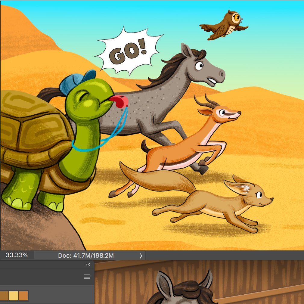 rusted_root90's tweet photo. children's book illustration- almost there! 😁😁😄 https://t.co/tpKp4Eo0xF