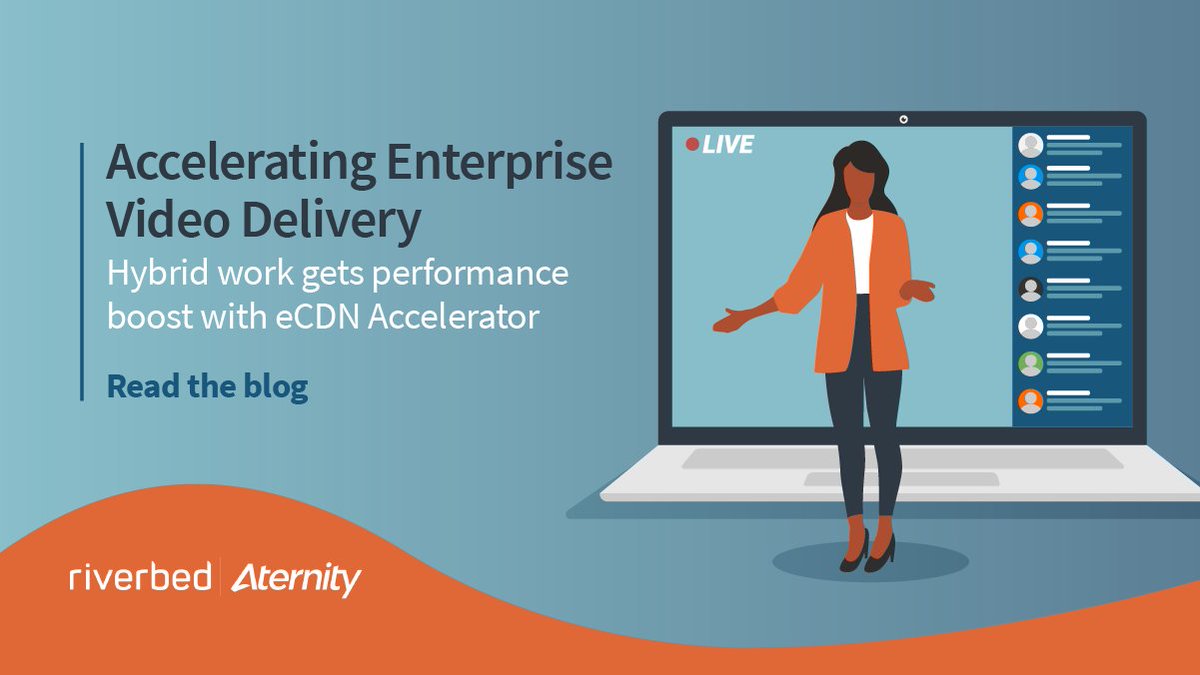 riverbed's tweet photo. If your workforce is hybrid, our eCDN Accelerator will be a major business driver. 😏
This new solution speeds up video delivery by 70% and reduces bandwidth by up to 99%. Provide a seamless digital experience: https://t.co/eC2uHEbJBi #appaccel #WFA https://t.co/BdO6IonnFD