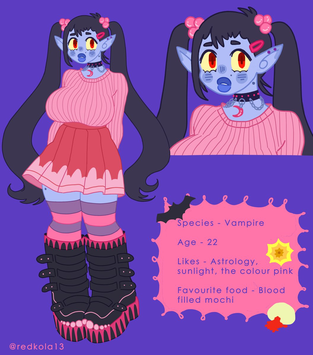 redkola13's tweet photo. I've got like six other monster oc's in development at the moment. 
#vampiregirl #illustration #art #cute #ocart #myocart #ocartwork #monstergirloc #ocsheet #vampireart #gothcore #pastelcore #美術 #cuteoc #characterillustration #myoc #cutecore #AnimeArt #ArtistOnTwitter #artist https://t.co/zx0YHKXV83