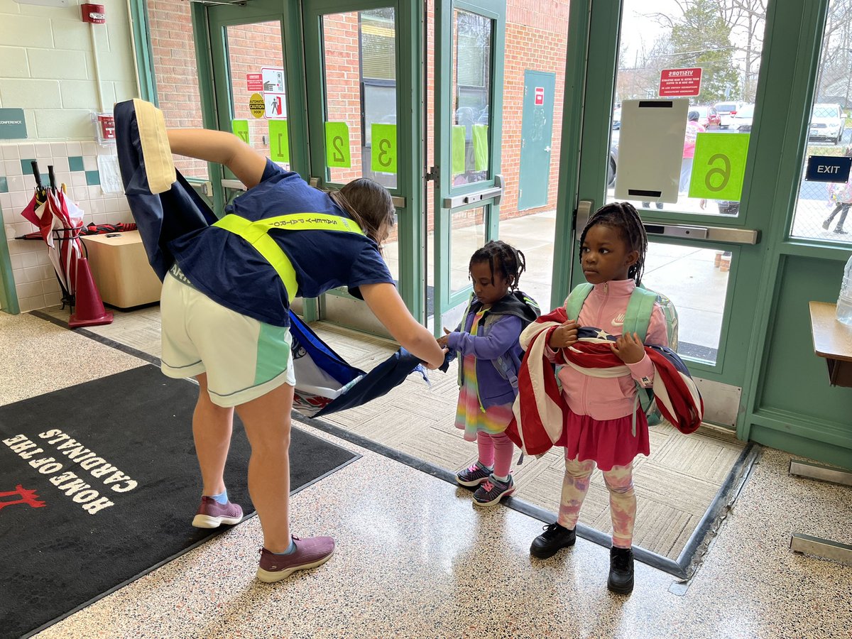 At the end of each day, these @CPES6thGrade patrols ask our students to help fold the flags.  Such interconnectedness is a tenet of #CPESBelieves. <a href="/FCPSPreKEHS/">FCPS PreK & Early Head Start</a> <a href="/FCPSRegion1/">FCPS Region 1</a>