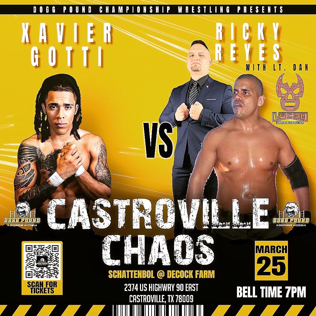 LTDanTheVoice's tweet image. Time to go to work @dpcwrestling @RickyReyes01 w/ @ltdanthevoice VS. #xaviergotti
TONIGHT!! #TexasTakeOver #DPCW #prowrestling