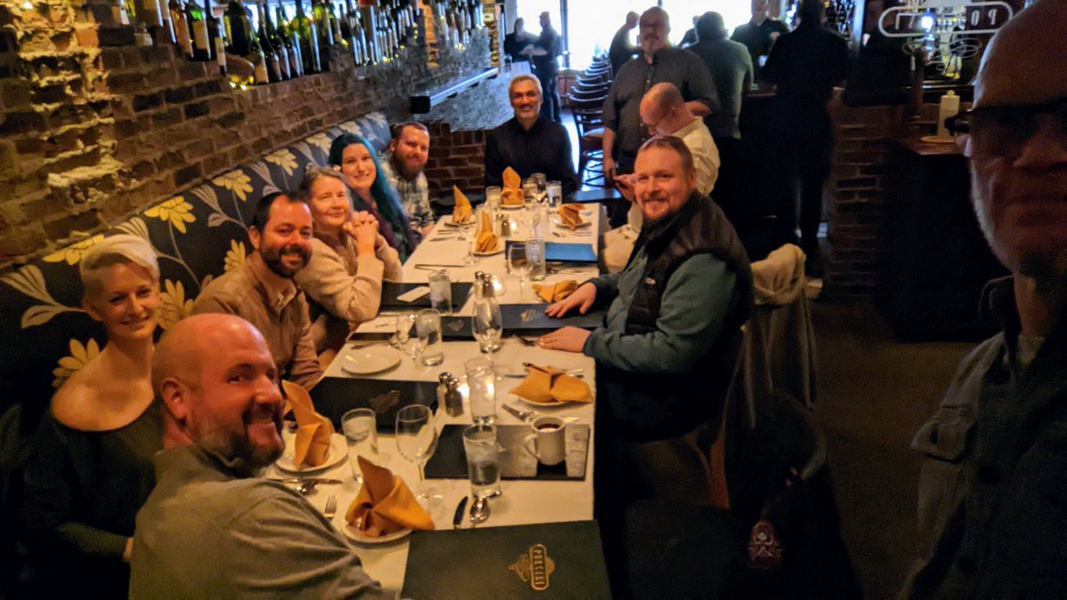 Hanging in Louisville with this rabble for the weekend. Good times, great folks :)
<a href="/ac_cobble/">AC Cobble</a> <a href="/TLGreylock/">taya ⚡️ fuck you, Elon</a> @pwtucker <a href="/author_sullivan/">Michael J. Sullivan</a> (Robin Sullivan) <a href="/MirandaHonfleur/">Miranda Honfleur</a> Davis Ashura <a href="/john_bierce/">John Bierce</a> <a href="/MikeShelAuthor/">Mike Shel</a> <a href="/jzacharypike/">J. Zachary Pike</a>