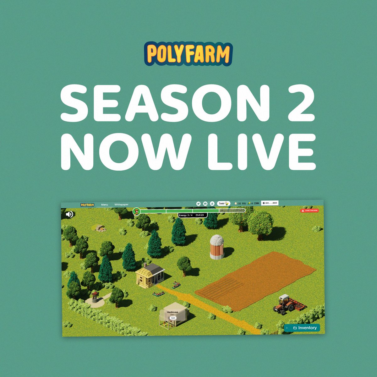 polyfarmnft's tweet photo. Come an play a true P2E 100% on-chain Farming experience.. Collect $EGG and grow $CORN!! Autumn is waiting for your Farmer. 👨‍🌾👩‍🌾🌽🐔🦊🥚

#NFTCommunity #NFTGames #P2E #PlaytoearnGames https://t.co/ih963Oqemu