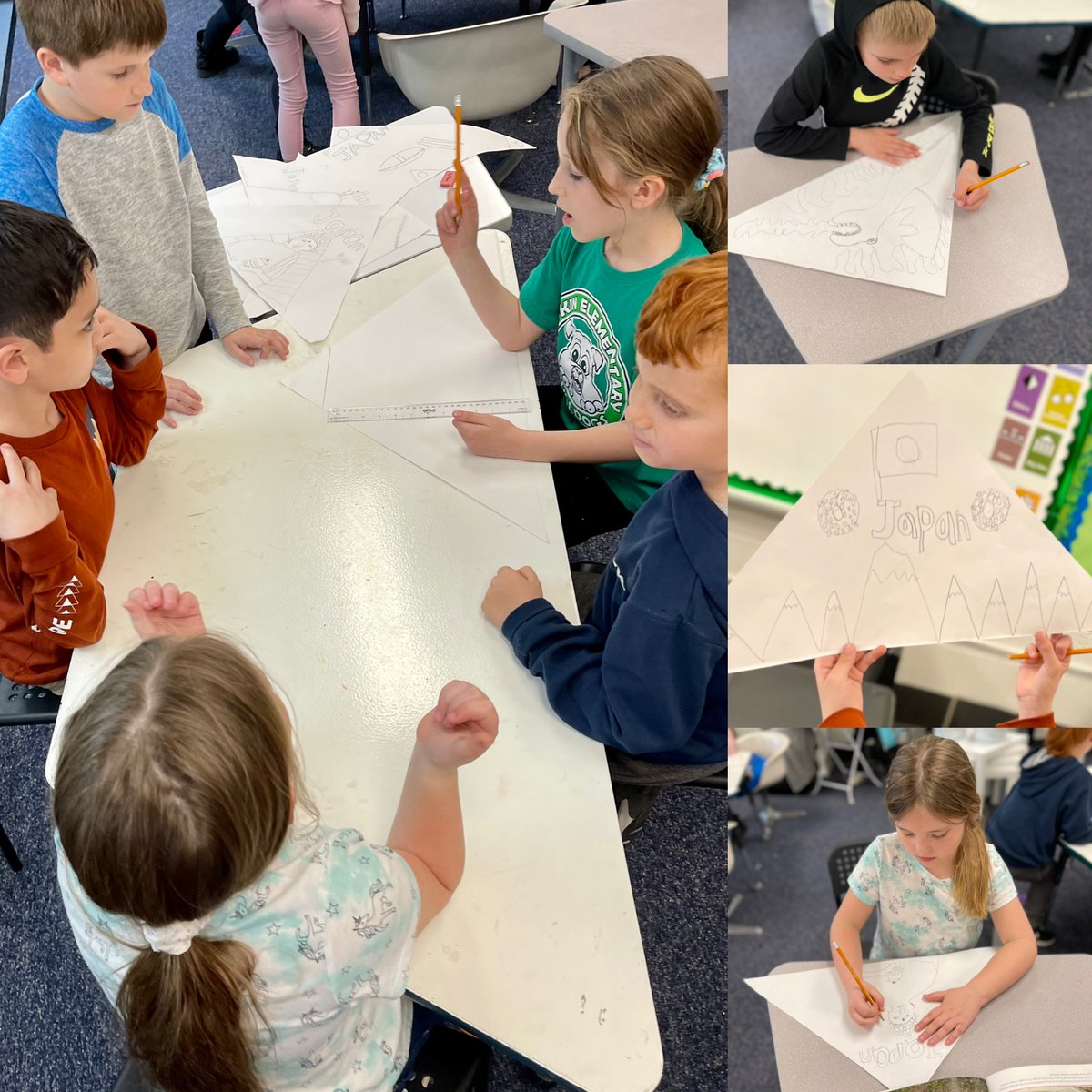 2nd Gr Ss ⁦<a href="/BodkinAACPS/">Bodkin Elementary</a>⁩ came up with their own concepts before meeting with a team of other Ss representing the same host country. Then they combined, integrated, and agreed on ideas to create a signature kite design for their host country.