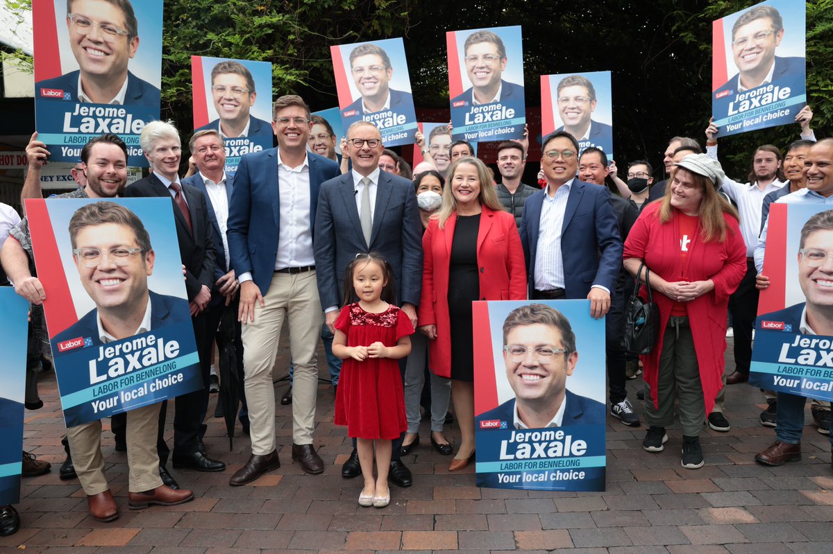 AlboMP's tweet photo. This morning I announced @jeromelaxale as Labor's candidate for Bennelong - and a huge crowd of community members turned out to show their support for him. https://t.co/gPc5M1a6AH