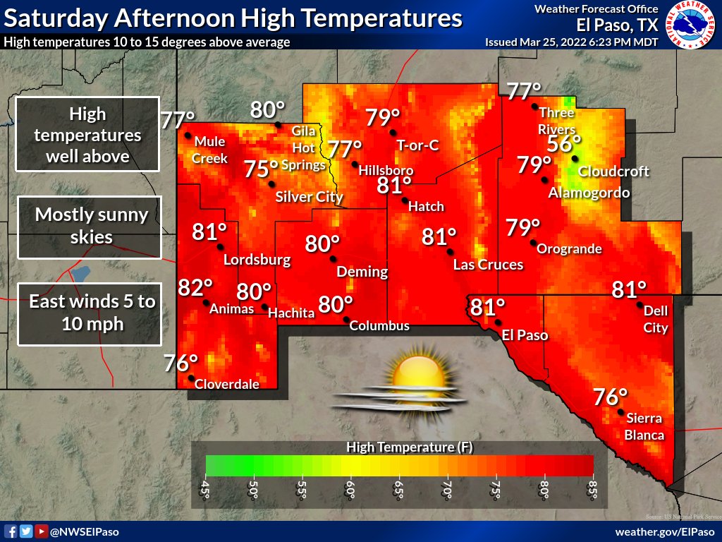 NWS El Paso on Twitter "More beautiful weather on Saturday. Mostly