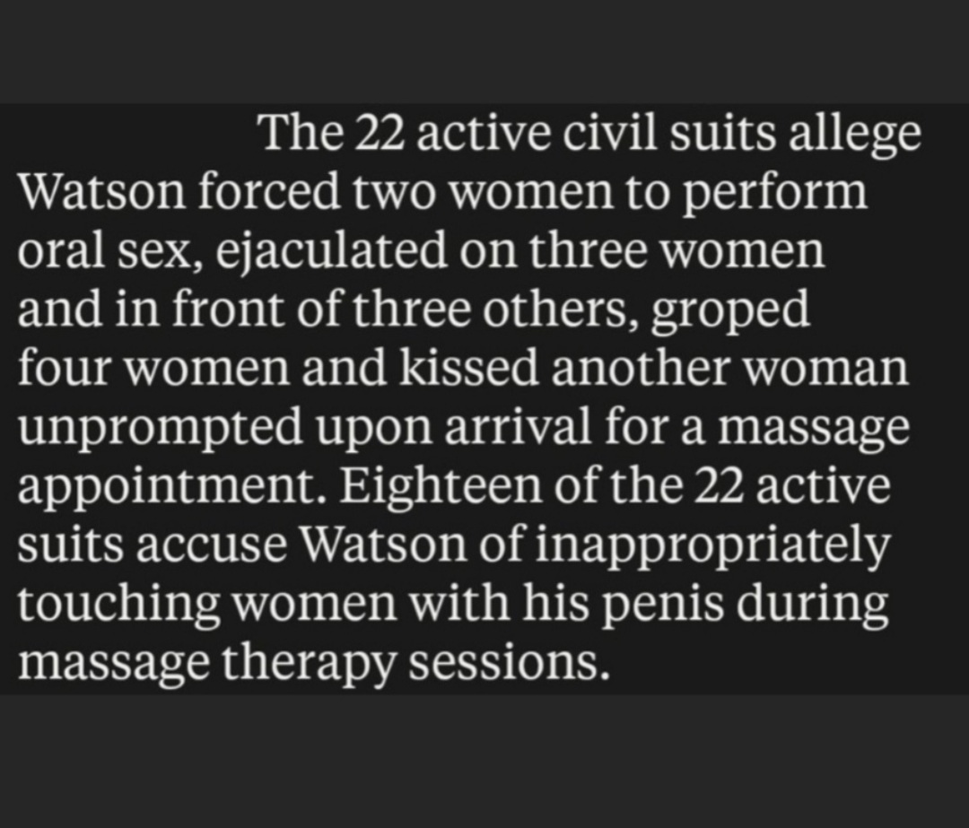 MGoBleaux's tweet photo. @ByKimberleyA This is who he is. Given the opportunity to get massages from people working for the Texans, he instead decided to engage at least 22 women privately to see what he could get away with. If this was consensual he wouldn't have needed 22 different women, he could have stayed w/one https://t.co/zBimA4g60w