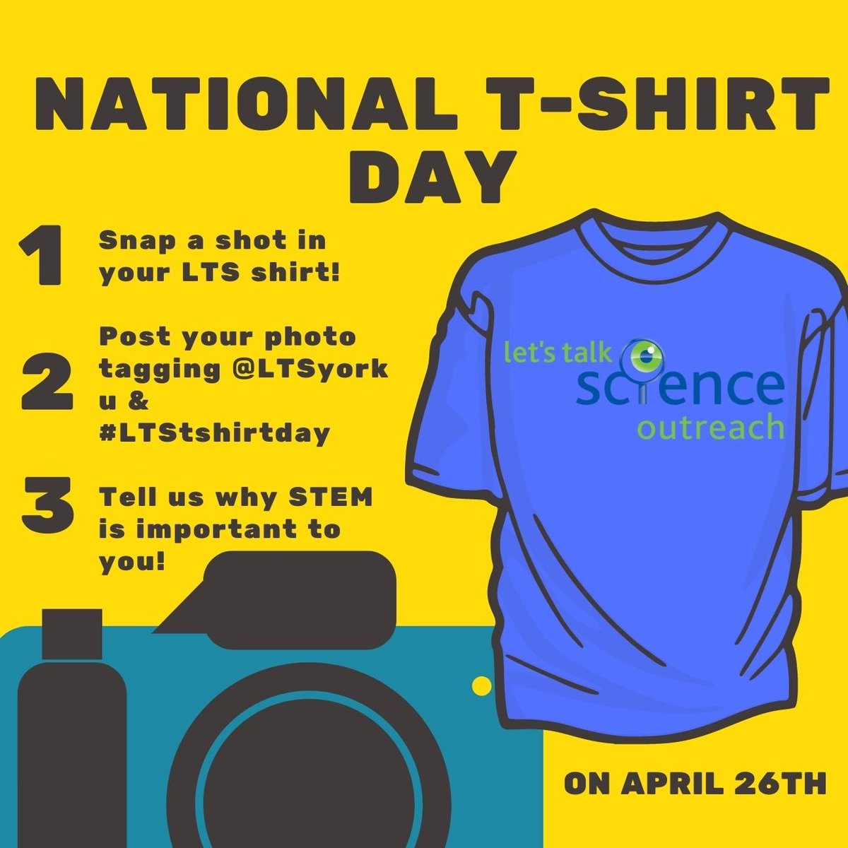 Tuesday, April 26th is T-Shirt Day! 

Use anything that reminds you of volunteering. Take a fun snapshot  &amp; post it on social media using #LTStshirtday captioning why volunteering is important to you.

There's a prize for the best post, so get ready to show your LTS pride!