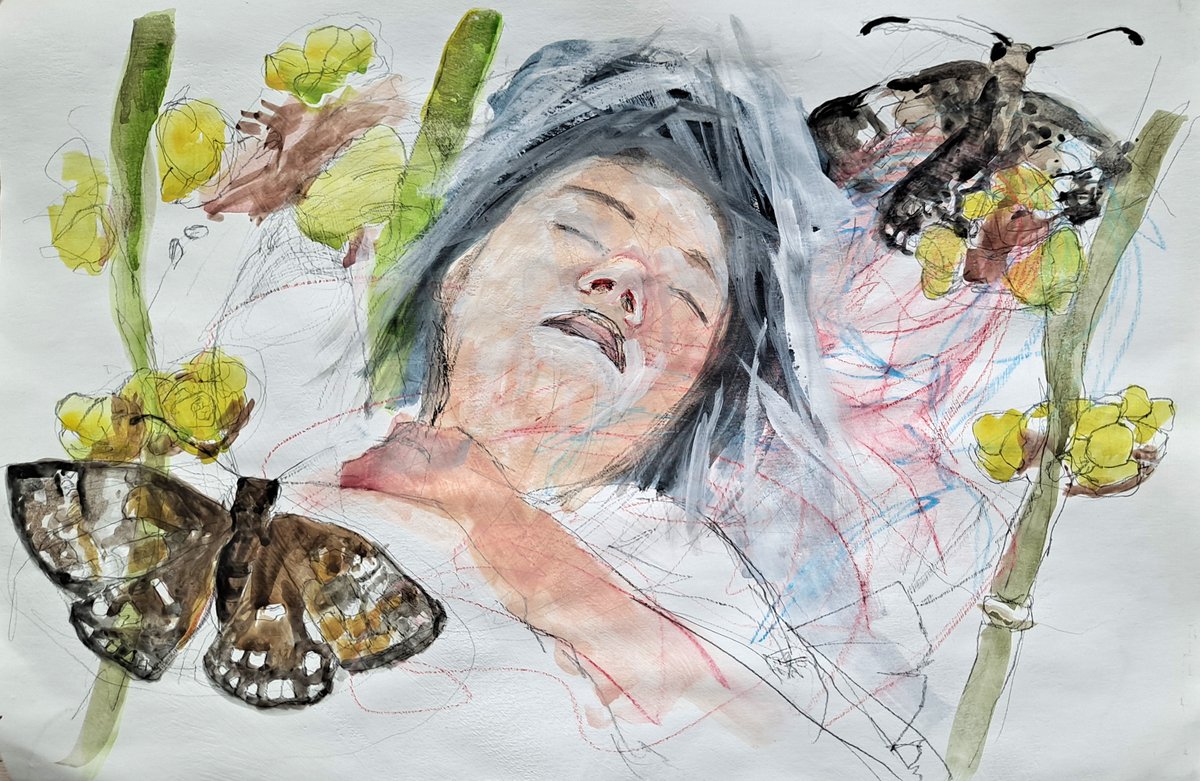 bofrank's tweet photo. Peace is just a dream as the violence continues.
#sleep #dream #duskywing #watercolor #figurepainting #art #drawing #butterfly https://t.co/es3gsh9iBR